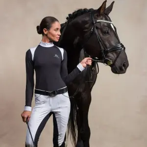 Technisches Turnier-Polo mit langen Ärmeln Damen Cavalliera Black Jack image-2