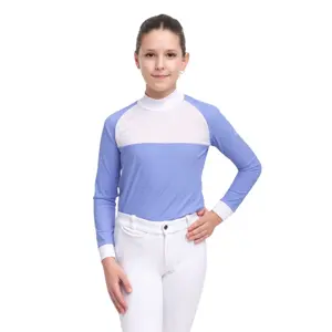Girl's competition polo shirt Cavalliera Baby Blue Mesh Kids image-0