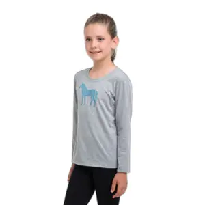 T-Shirt langarm aus Baumwolle, Mädchen Cavalliera Horse In Sky Blue image-3