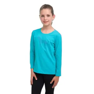 T-Shirt langarm aus Baumwolle, Mädchen Cavalliera Horse In Sky Blue image-0