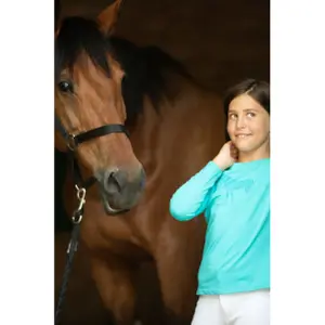 T-Shirt langarm aus Baumwolle, Mädchen Cavalliera Horse In Sky Blue image-5