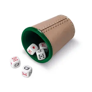 Leather Dice Cup with 5 Poker Dice Cayro