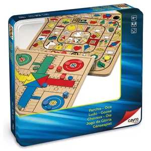 Wooden goose-horse board game with metal box Cayro image-0