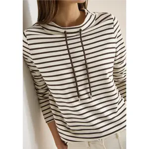 Gestreifter Stehkragen-T-Shirt für Frauen Cecil image-4