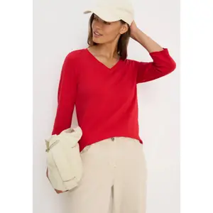 Damen T-Shirt mit 3/4-Ärmeln und V-Ausschnitt Cecil Basic image-1
