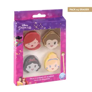 Set of 4 girl erasers Cerda Princess image-0