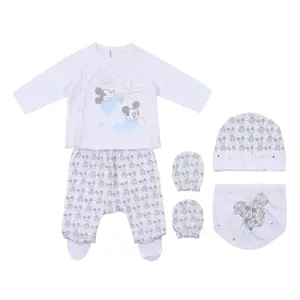 Baby boy top, hat, romper, gant and bib set Cerda Mickey image-0