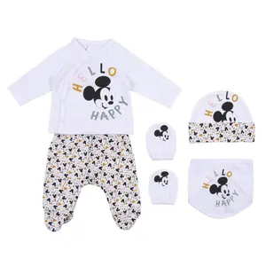 Baby boy 2-piece pyjama set, cap, bib and muffler Cerda Mickey image-0
