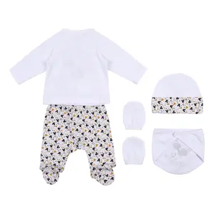 Baby boy 2-piece pyjama set, cap, bib and muffler Cerda Mickey image-1