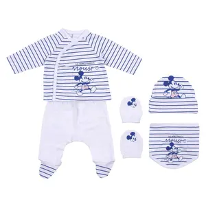 Baby boy 2-piece pyjama set, cap, bib and muffler Cerda Mickey image-0