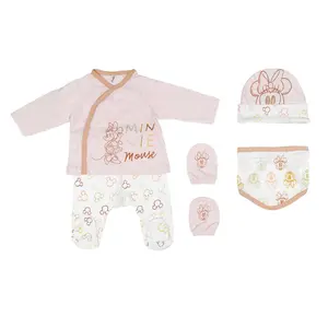 Baby girl 2-piece pyjama set, cap, bib and mittens Cerda Minnie image-0