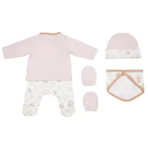 Baby girl 2-piece pyjama set, cap, bib and mittens Cerda Minnie image-1