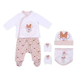 Baby girl 2-piece pyjama set, cap, bib and mittens Cerda Minnie image-0