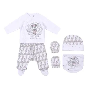 Baby girl 2-piece pyjama set, cap, bib and mittens Cerda Minnie image-1