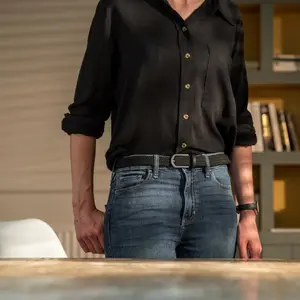 Ceinture tressée élastique femme Billybelt Noir Réglisse image-1