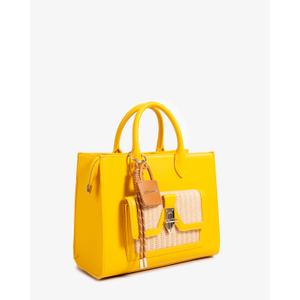 Damenhandtasche aus glattem Kunstleder und Stroh Chabrand Lena image-3