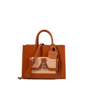 Damenhandtasche aus glattem Kunstleder und Stroh Chabrand Lena