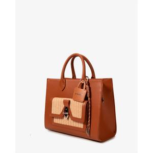 Damenhandtasche aus glattem Kunstleder und Stroh Chabrand Lena image-1