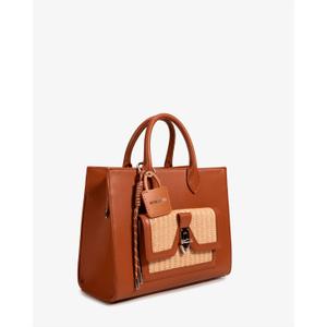 Damenhandtasche aus glattem Kunstleder und Stroh Chabrand Lena image-2