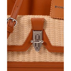 Damenhandtasche aus glattem Kunstleder und Stroh Chabrand Lena image-4