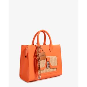 Damenhandtasche aus glattem Kunstleder und Stroh Chabrand Lena image-3