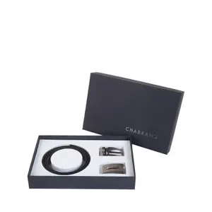 Coffret de ceinture avec eux boucles acier brossé Chabrand