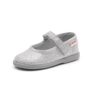 Baby girl velcro ballerinas Cienta Mercedes Metalizado image-0