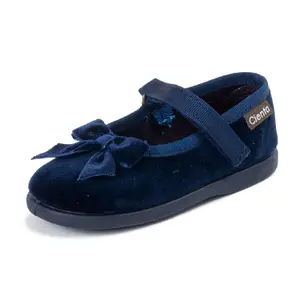 Baby girl velvet bow ballerinas Cienta Mercedes image-0