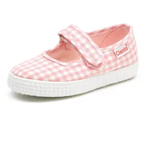Baby girl velcro ballerinas Cienta Mercedes Vichy image-0
