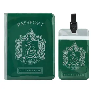 Etiqueta de equipaje y funda para tarjeta de transporte Cinereplicas Harry Potter Slytherin image-0