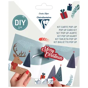 Creative activities 1 card + 1 envelope + cut-out elements + 1 explanatory leaflet, Christmas reindeer Clairefontaine Pop-up image-0