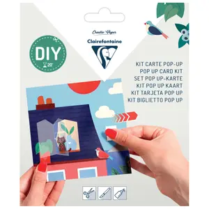 Creative activities 1 card + 1 envelope + cut-out elements + 1 instruction leaflet, vacation home Clairefontaine Pop-up image-0