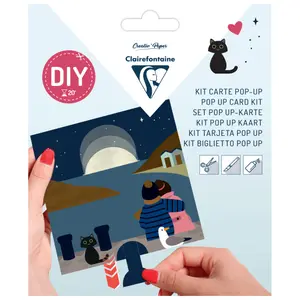 Creative activities 1 card + 1 envelope + cut-out elements + 1 instruction leaflet, moonlight Clairefontaine Pop-up image-0