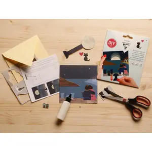 Creative activities 1 card + 1 envelope + cut-out elements + 1 instruction leaflet, moonlight Clairefontaine Pop-up image-1