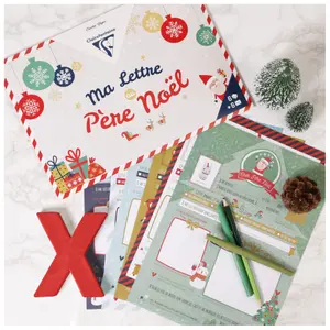 Creative activities for letter to santa claus correspondence of 6 printed a4 sheets + 6 c5 envelopes + 3 sticker sheets Clairefontaine Pollen image-1