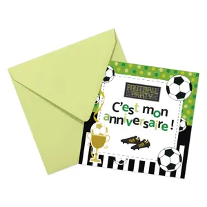 Carte invitation d'anniversaire 8 cartes simples + 8 enveloppes, football enfant Clairefontaine Pollen image-2
