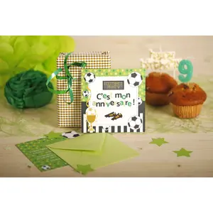 Carte invitation d'anniversaire 8 cartes simples + 8 enveloppes, football enfant Clairefontaine Pollen image-3