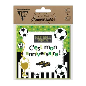 Carte invitation d'anniversaire 8 cartes simples + 8 enveloppes, football enfant Clairefontaine Pollen image-4