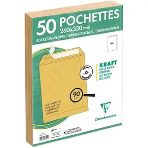 Enveloppe auto adhéclair raies Clairefontaine Kraft Mille (x50) image-1