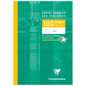Uudstansede dobbeltlinjerede kopier 100 sider Clairefontaine image-0