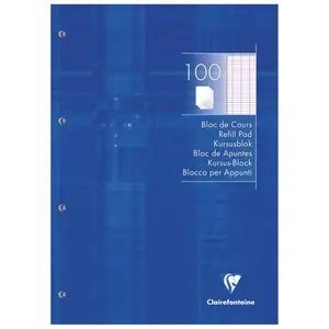 Foglio largo incollato a4 200 pagine staccabili, perforazione a 4 fori, quadretti grandi Clairefontaine image-0