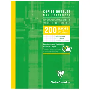Dvojitý zápisník v obalu 200 stran, neperforované, malé čtverečky s okrajem Clairefontaine image-0