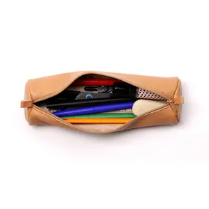 Round pencil case in natural leather Clairefontaine image-2