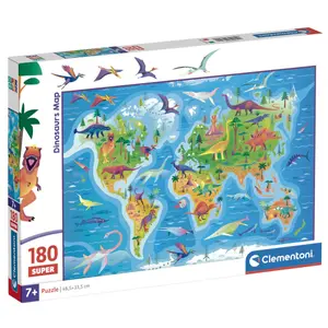Puzzle de 180 peças Clementoni Dinosaurs Map super