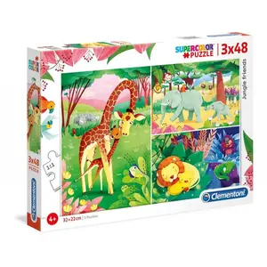 Puzzle 3 x 48 pieces Clementoni Animales selva image-0