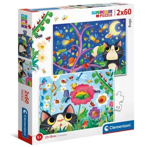 Puzzle 2 x 60 pièces Clementoni Gato Insectos image-0