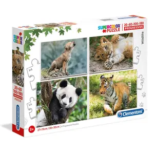 Puzzle of 20-60-100-180 pieces progressive puppies Clementoni image-0