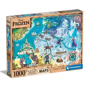 1000-piece puzzle - The Snow Queen Clementoni Disney Story Maps image-1