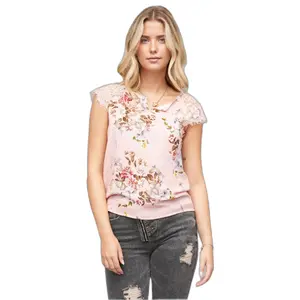 Blusa de decote V com estampado floral para mulher Cloud5ive image-0