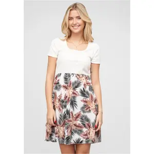 Robe t-shirt de 2 tons com estampa de palmeiras para mulher Cloud5ive image-0